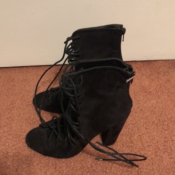Charlotte Russe Racer Suede Tieup/Zipup Booties - Picture 3 of 6